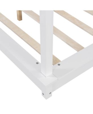 Queen Wood LED Canopy Bed, Platform, No Box Spring