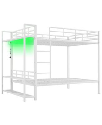 Twin Over Full Metal Storage & LED Light Bunk Bed