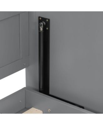 Queen Size Murphy Bed with Desk,LED Lights and USB Charging Station,Gray