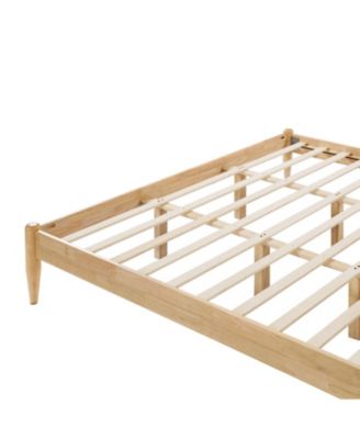 King Size Solid Wood Bed Frame With Fleece Upholstered Headboard