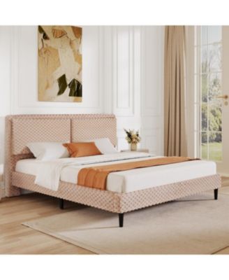 Simple Modern Camel Plush Soft Bed Comfortable Backrest Bedroom Bed