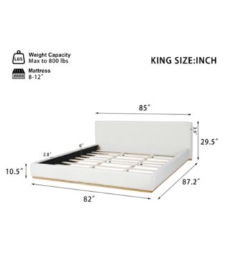 Streamdale Elegant White Upholstered King Bed with Solid Wood Frame