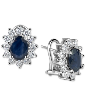 image of Sapphire (3 ct. t.w.) and Diamond (1-1/5 ct. t.w.) Earrings in 14k White Gold