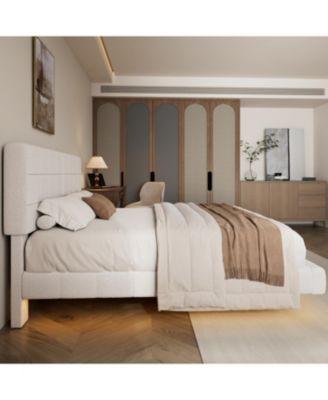 Streamdale Boucle Floating Bed with Light,Queen