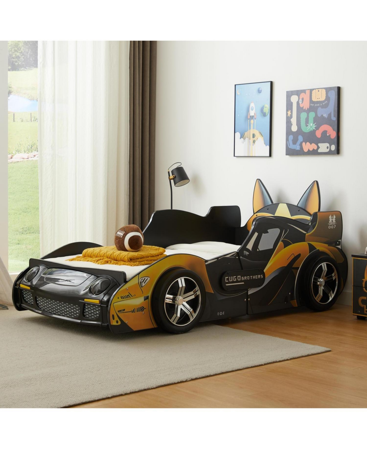 Streamdale Furniture Cool Cartoon Car Bed - Kids' Racing Bed with Stylish Dog Design