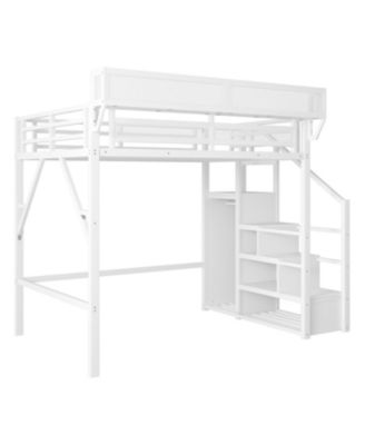 Full Loft Bed with Stairs, Storage, & Wardrobe