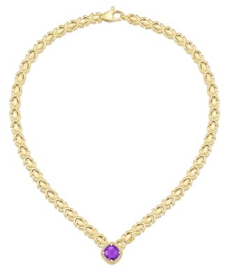 Citrine (3-3/8 ct. t.w.) & White Topaz (1/3 ct. t.w.) XOXO Link 18" Collar Necklace in 14k Gold-Plated Sterling Silver (Also Available in Blue Topaz and Citrine)