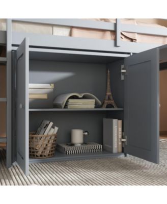 Twin Loft Bed with Desk & Storage - Grey