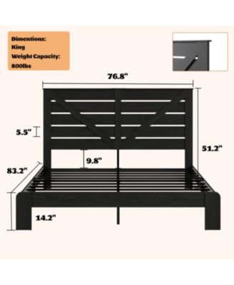 King Wood Platform Bed Frame, Noise Free, Easy Assembly, Under Bed Storage, Black