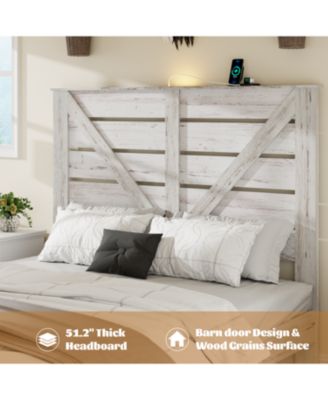 Queen White Wood Platform Bed Frame, Headboard, Under Bed Storage