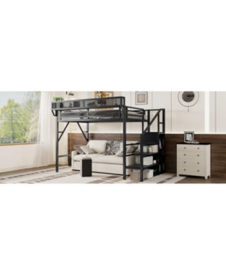 Streamdale Twin XL Loft Bed with Stairs & Storage Shelves