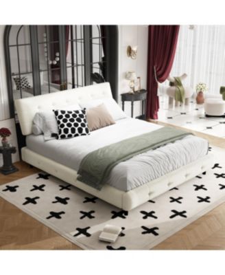 Streamdale Queen Size Bed Frame with Tufted Headboard and Cloud Pillow Design