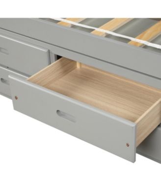 Twin Size Platform Storage Bed Solid Wood Bed With 6 Drawers