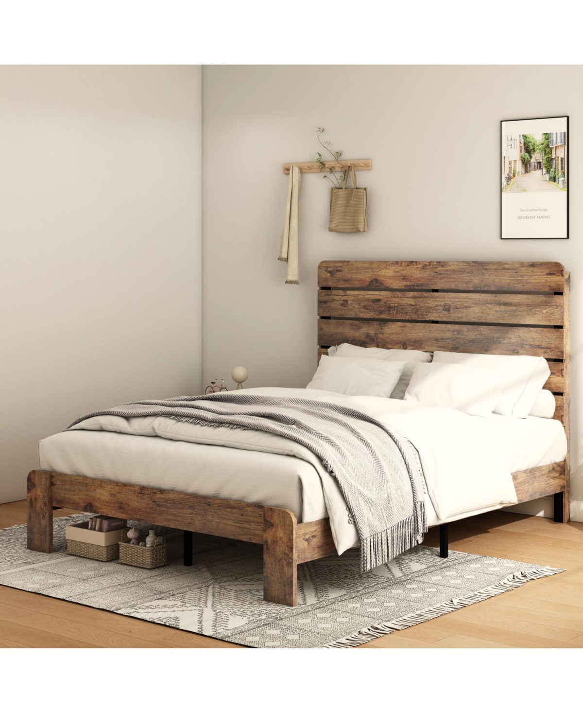Streamdale Furniture King Size Wood Platform Bed Frame with Storage