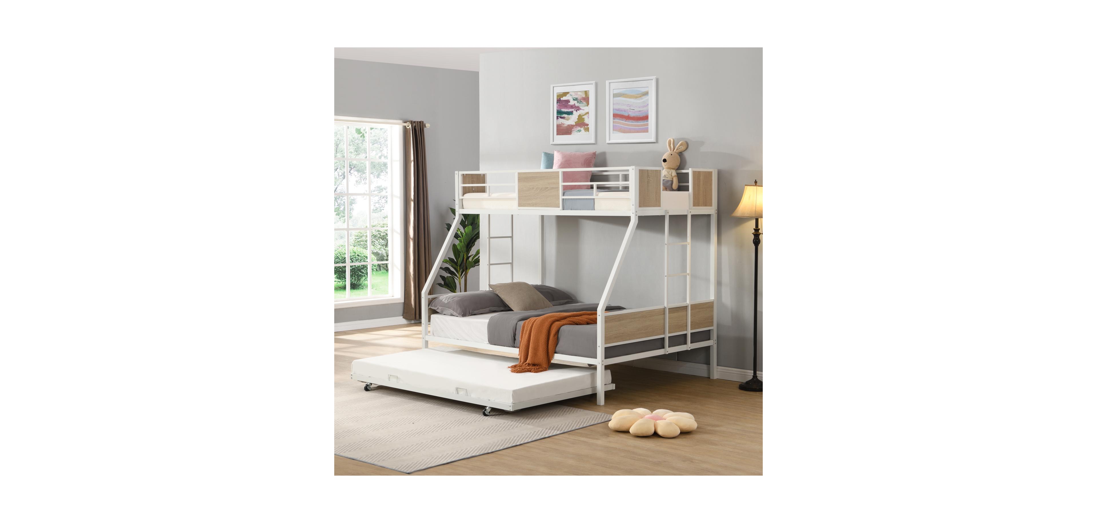 Streamdale Twin Over Full Bunk Bed with 2 Ladders, Guardrail, Trundle