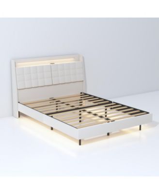 King Floating Bed Frame with LED and Charger