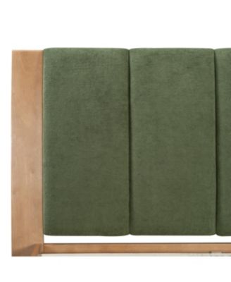 Streamdale Premium Pine Wood King Bed Frame - Mid Century Modern, Natural & Green