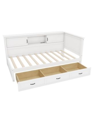 Corner Bed Frame with Drawer and Bookcase (Twin)