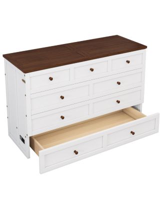 Streamdale Solid Pine Murphy Bed Chest with Storage, Charging