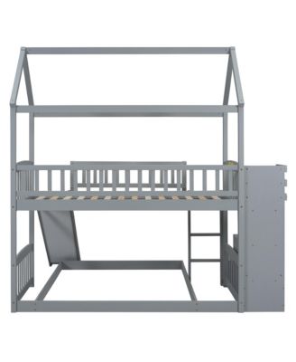 Streamdale Twin Bunk Bed with Drawers, Slide, White