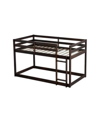  Twin Over Twin Loft Bed with Wood Platform, Espresso