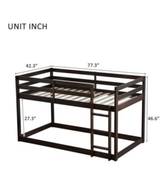  Twin Over Twin Loft Bed with Wood Platform, Espresso