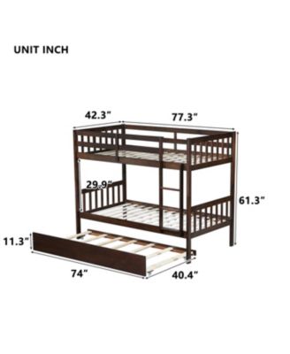 Convertible Twin Bunk Bed with Trundle, Espresso