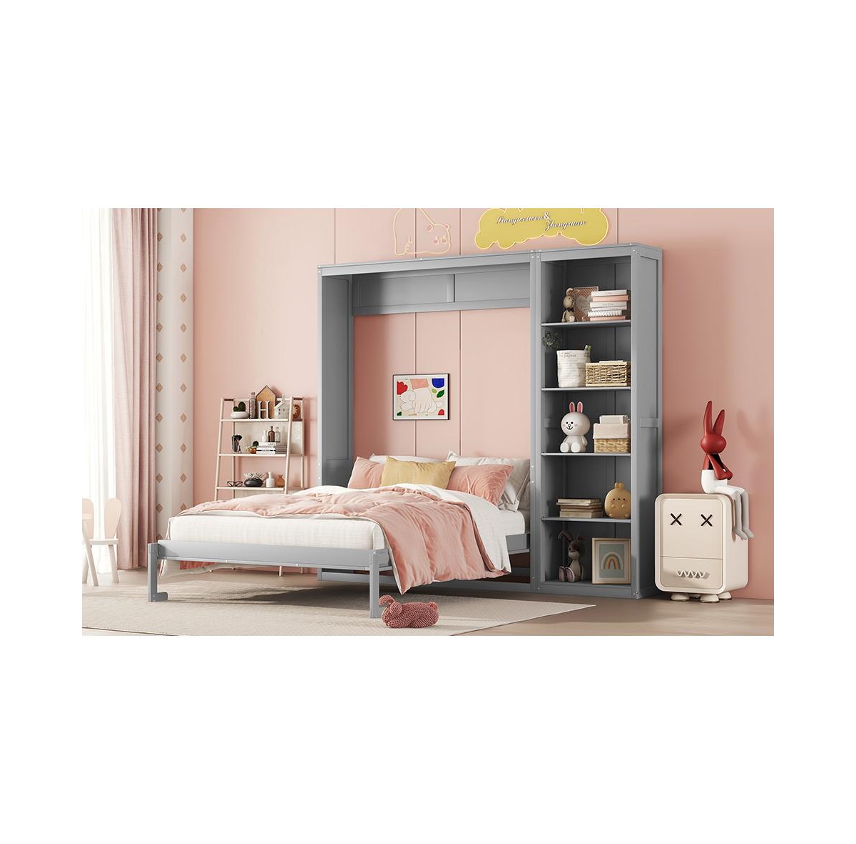 Streamdale Furniture Full Murphy Bed Wall with Shelves