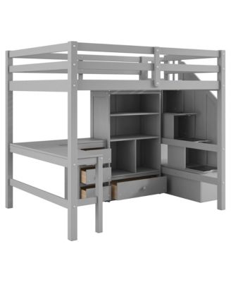 Loft Bed with Desk, Drawers & Storage Stairs