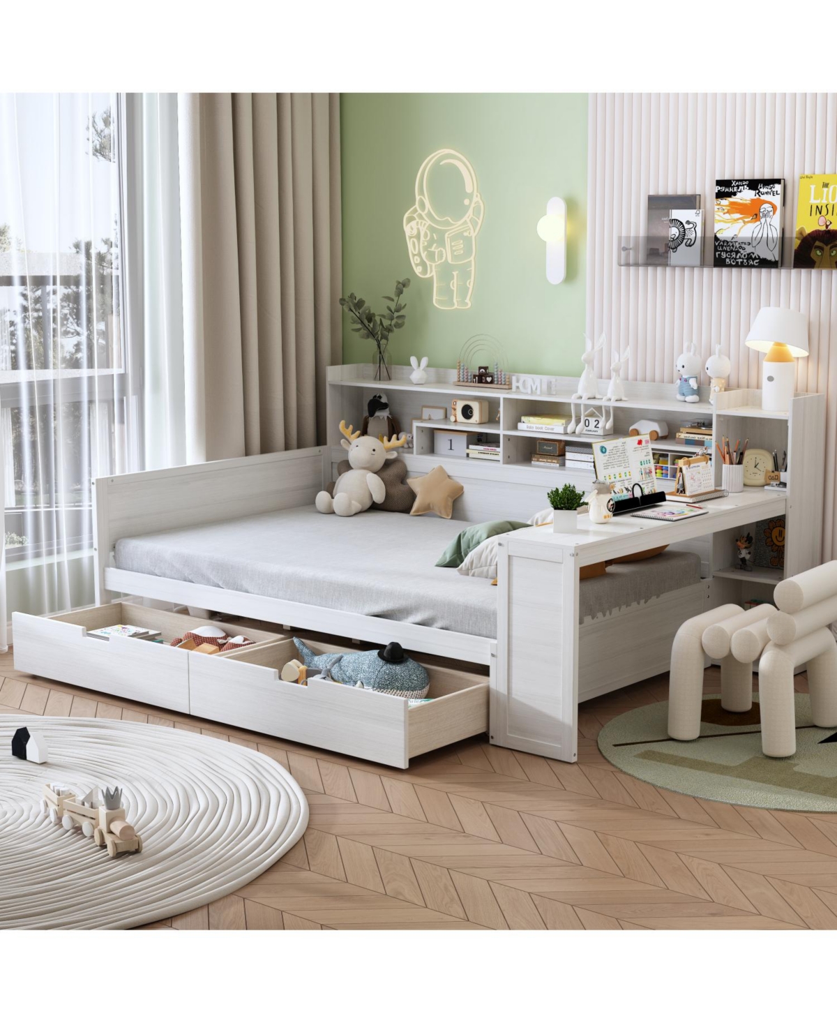 Streamdale Furniture Wooden Daybed with Storage & Desk