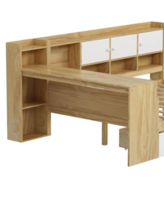 L-Shape Daybed with Storage, Desk & Bookshelf