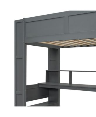 Twin Gaming Loft Bed with Desk, LED & Charging