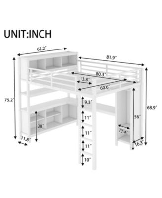Queen Loft Bed with Desk & Wardrobe