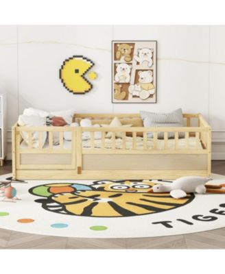 Twin Floor Bed with Safety Rail & Door