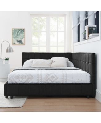 Tufted Upholstered Full Size Bed Frame - Black Velvet