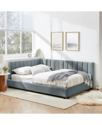  Tufted Upholstered Full Bed Frame - Velvet Gray