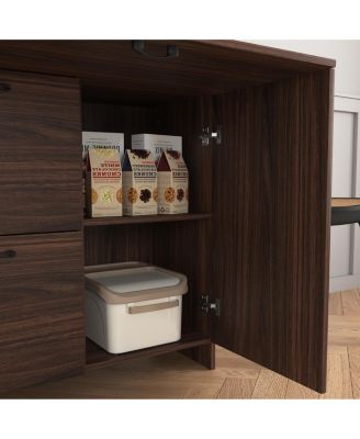 Fold-Up Desk Cabinet with Shelves and Storage