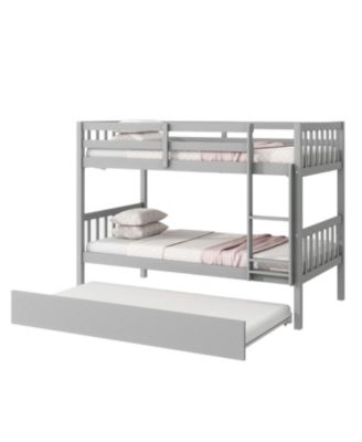 Convertible Twin Bunk Bed with Trundle, Grey