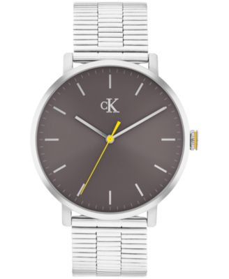 Men's Real Silver Tone Stainless Steel Mesh Bracelet Watch, 42mm