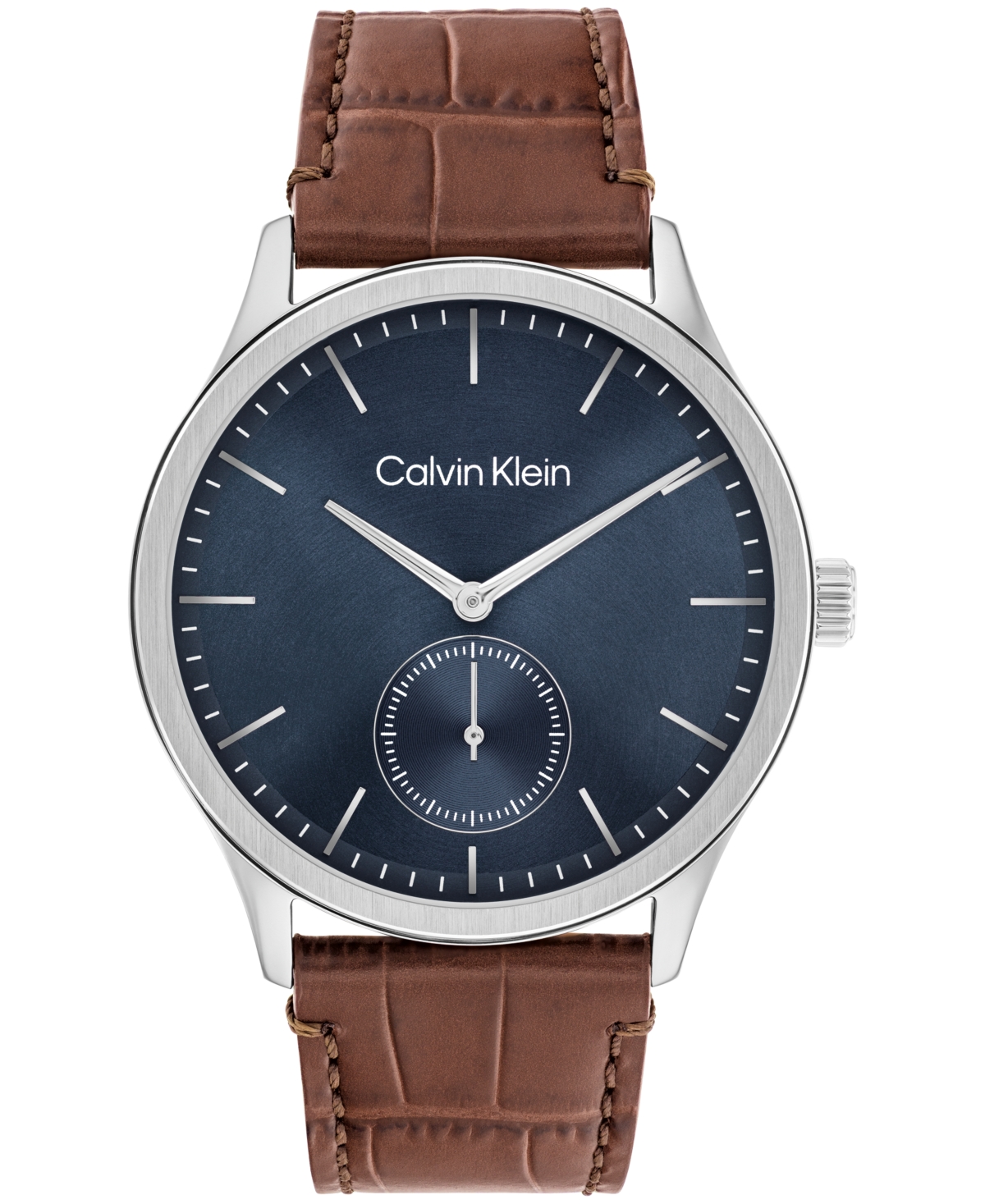 Calvin Klein Men's Tailored Brown Leather Strap Watch, 42mm