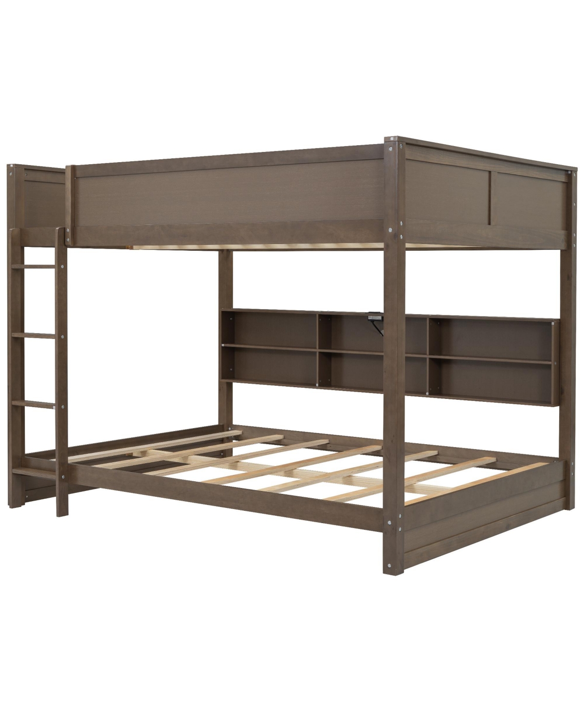 Streamdale Furniture Queen over Storage Bunk Bed with Usb Ports