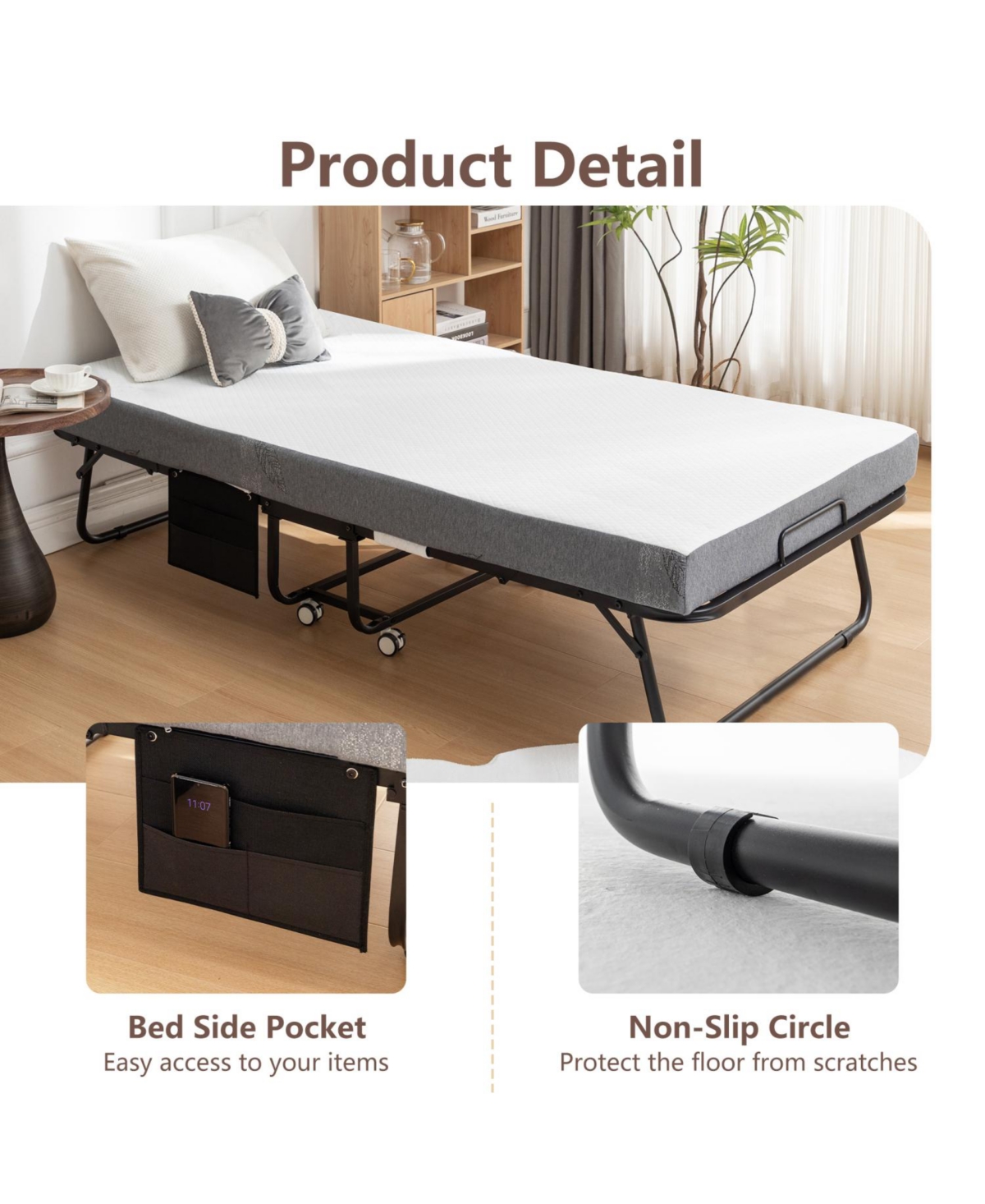 Streamdale Furniture Foldable Guest Bed with Memory Foam Mattress and Storage Cover (Scot Size