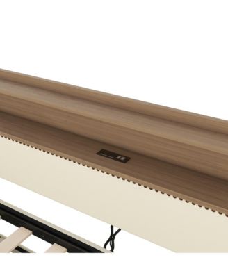 Twin Size Daybed with Trundle, Upholstered Daybed with Charging Station and LED Lights