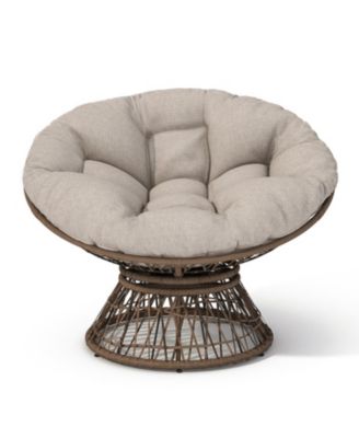 Ergonomic Wicker Chair with Plush Cushion, Durable Cover, Sturdy Frame, Smooth Swivel