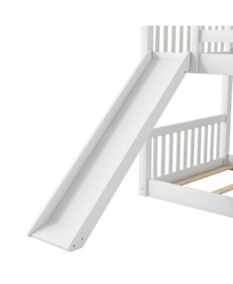 Twin over Twin Wood Convertible Slide and Ladder Bunk Bed