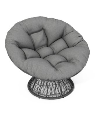Ergonomic Wicker Chair with Plush Cushion, Durable Cover, Sturdy Frame, Smooth Swivel