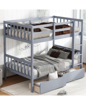  Twin Bunk Bed with 2 Drawers and Convertible Beds