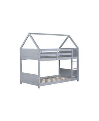 Twin-over-Twin Bunk Bed with Headboards, Guardrails, Ladder