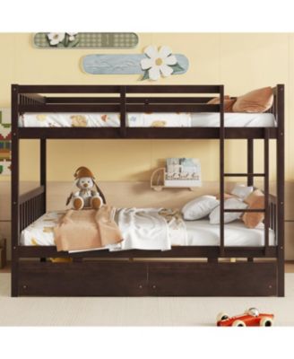 Streamdale Full-Size Bunk Bed with Drawers, Convertible to 2 Full Beds