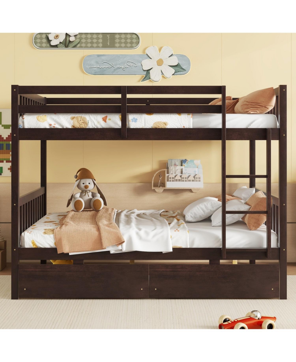 Streamdale Full-Size Bunk Bed with Drawers, Convertible to 2 Full Beds